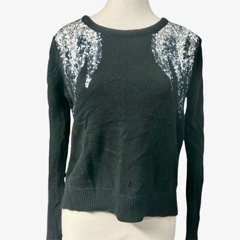 Topshop black sweater with sequin angel wings size US2